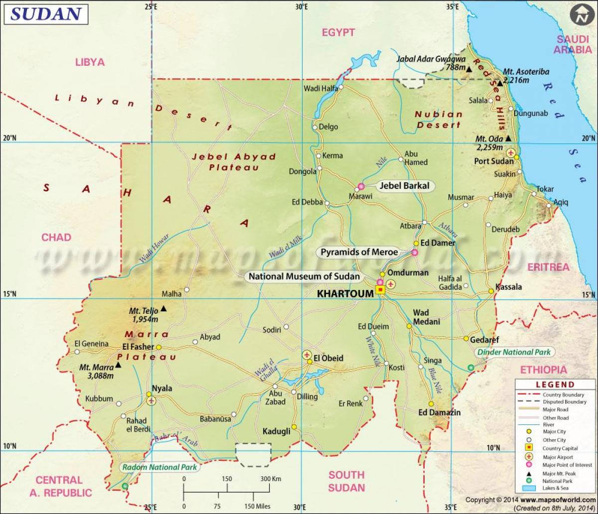mapa Sudáne