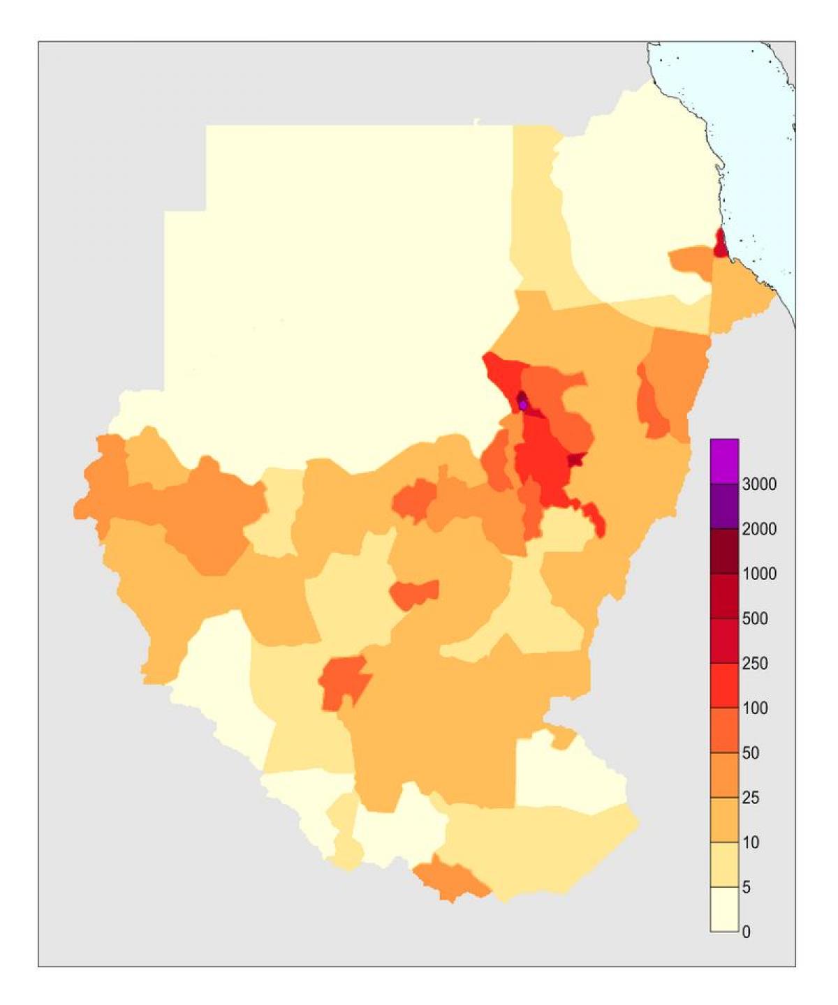 Mapa Sudáne obyvateľstva