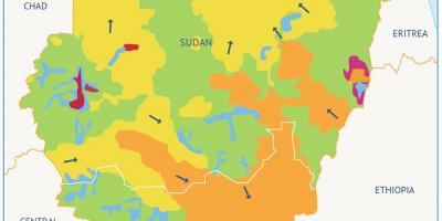 Mapa Sudánu v povodí 