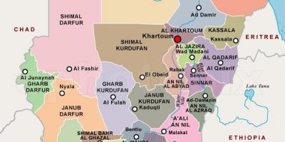 Mapa Sudáne regiónov